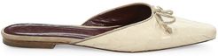 Gina Square-Toe Croc-Embossed Leather Mules - Cream - Size 9.5