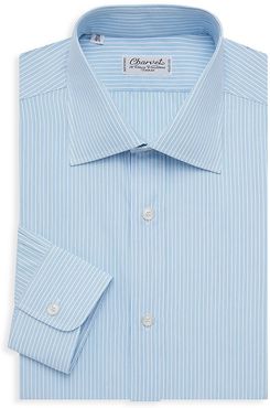 Stripe Cotton Dress Shirt - Blue - Size 17