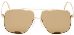 60MM Square Aviator Sunglasses - Shiny Rose