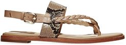Anica Braided Snakeskin-Embossed Leather Slingback Thong Sandals - Amphora - Size 10