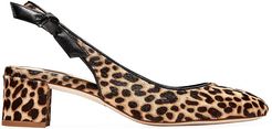 Lainey Bow Leopard-Print Calf Hair Leather Slingback Pumps - Cheetah Print - Size 5
