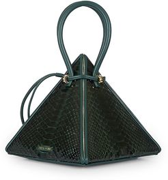 Lia Pyramid Python Top Handle Bag - Green