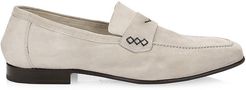 Via Roma Cashmere Suede Penny Loafers - Grey - Size 8