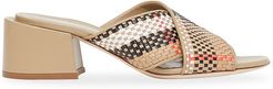 Vintage Check Woven Leather Mules - Archive Beige - Size 10