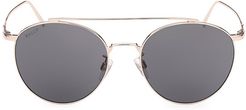 56MM Metal Round Sunglasses - Shiny Rose Gold Smoke