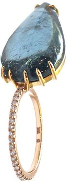 Shareena 18K Rose Gold, Blue Tourmaline & Diamond Leaf-Shaped Ring - Blue Tourmaline - Size 6