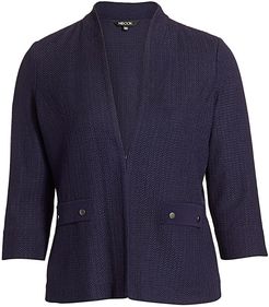 Button Detail Tailored Knit Jacket - Indigo - Size XL
