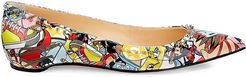 Anjalina Spiked Print Patent Leather Flats - Multi Silver - Size 8