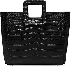 Shirley Croc-Embossed Leather Tote - Black