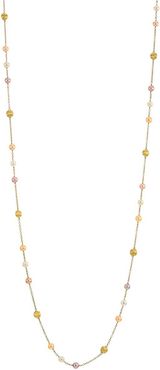Africa 18K Yellow Gold & 5MM Pearl Hand Engraved Long Necklace - Gold