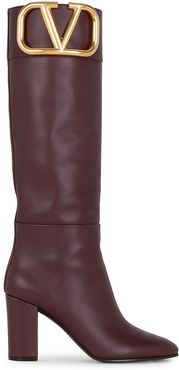 Garavani Supervee Tall Leather Boots - Rubin - Size 8.5