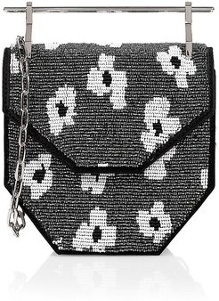 x Pura Utz Mini Amor Fati Floral Beaded Top Handle Bag - Black