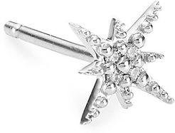 14K White Gold & Diamond Pavé Starburst Single Stud Earring - Gold