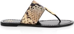 Patos Disk-Embellished Snakeskin-Embossed Leather Thong Sandals - Roccia - Size 5