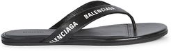 Logo Leather Thong Sandals - Black - Size 5.5