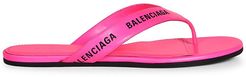 Logo Leather Thong Sandals - Pink - Size 5.5