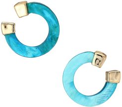 Twisted Horn Front-Facing Hoop Earrings - Blue