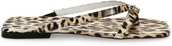 Deni Leopard-Print Patent Leather Thong Sandals - Leopard - Size 6