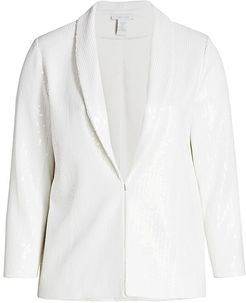 Sequin Tailored Jacket - White - Size XXL