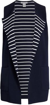 Striped Interior Sweater Vest - Navy - Size XXL