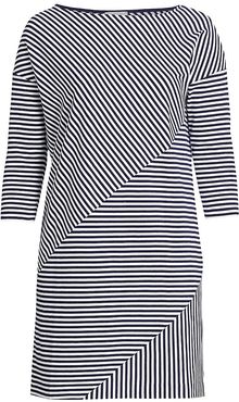 Striped Contrast Dress - Navy Combo - Size XL