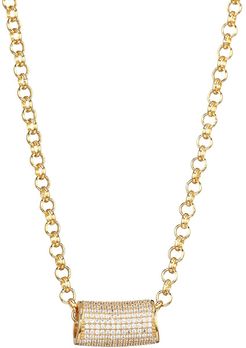Core 22K Yellow Goldplated & Cubic Zirconia Signature Tube Pendant Necklace - Gold