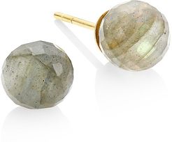 Manhattan 22K Yellow Goldplated & Labradorite Stud Earrings - Gold