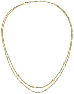 14K Yellow Gold & 4MM Pearl Station Layered Necklace - Gold