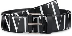 Garavani VLTN Leather Belt - Black White - Size 44