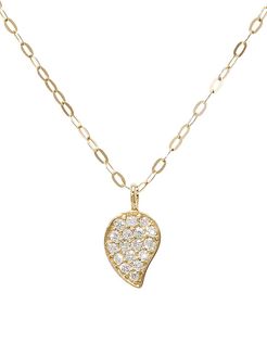 18K Yellow Gold & Diamond Pavé Drop Pendant Chain Necklace - Gold