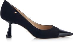 Rene Cap-Toe Suede & Leather Pumps - Black - Size 9