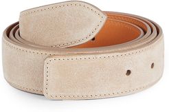 Calf Suede Strap Belt - Beige - Size Medium