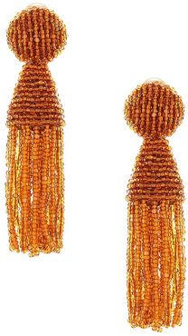 Short Beaded Tassel Clip-On Earrings - Honey