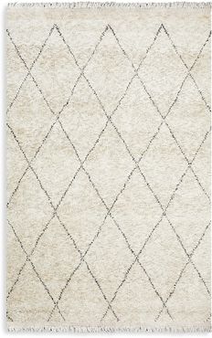 Shaggy Moroccan Bohemian Hand-Knotted Wool-Blend Area Rug - Linen - Size 8 x 10