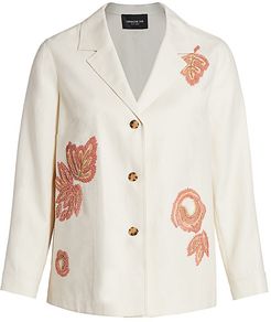 Colman Embroidered Raffia Jacket - Raffia - Size XXXL