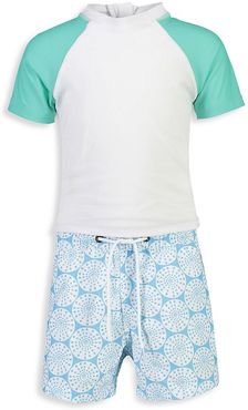 Baby Boy's Oceania 2-Piece Swim Set - Aqua White - Size 18 Months