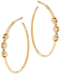 Tri-Link 18K Yellow Gold & Diamond Mini Hoop Earrings - Gold