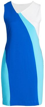 Colorblock Wave Dress - Blue Combo - Size XXL