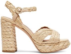 Disco Raffia Platform Sandals - Natural - Size 7