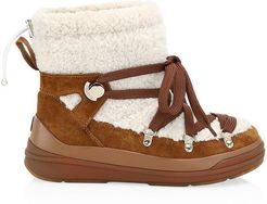 Insolux Faux Shearling-Trimmed Suede Boots - Camel - Size 10