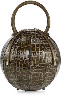 Pilo Croc-Embossed Leather Cage Top Handle Clutch - Pine Green