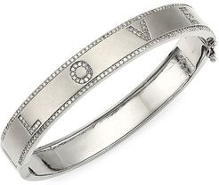 Rhodium-Plated Silver & Diamond Love Bangle Bracelet - Gold