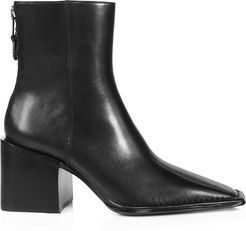 Parker Square-Toe Leather Ankle Boots - Black - Size 11