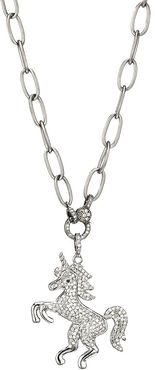 Black Rhodium-Plated & Diamond Horse Pendant Necklace - Silver