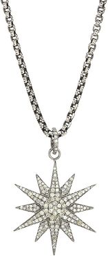Black Rhodium-Plated & Diamond Star Pendant Necklace - Silver