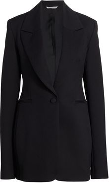 Basque Stretch-Wool Blazer Jacket - Black - Size 6