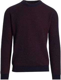 COLLECTION Contrast Rib-Knit Crew Sweater - Navy Red - Size Medium