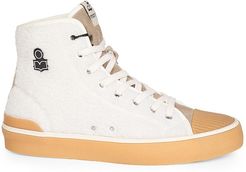 Benkeen Faux-Shearling High-Top Sneakers - Natural - Size 6.5