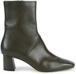 Tess Square-Toe Leather Ankle Boots - Dark Green - Size 11