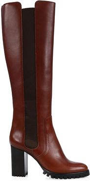 Charlie Tall Leather Boots - Rum - Size 9